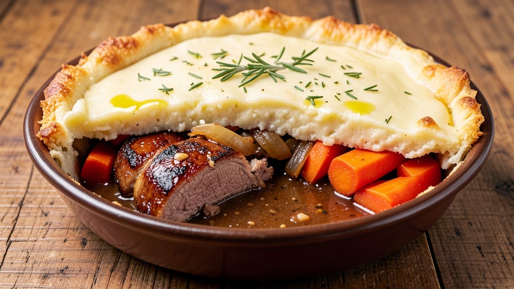 Leg Of Lamb Shepherd's Pie Recipe: Flaky Potato Crown Over Savory Herb-Crusted Meat