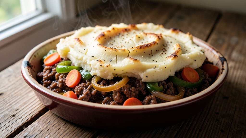 Old Fashioned Shepherd's Pie Recipe: Fluffy Potato Crown Over Savory Meat & Veggie Filling