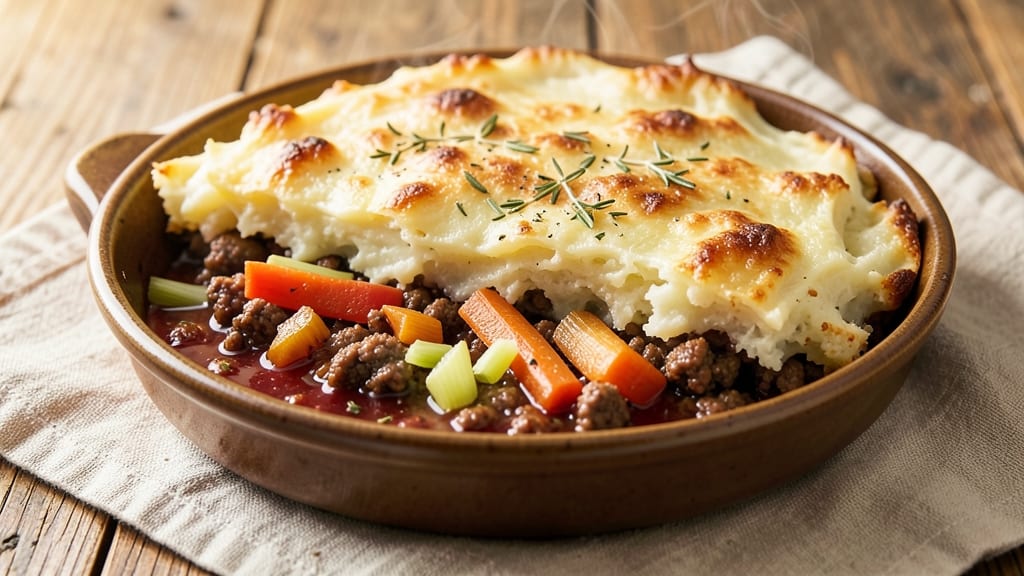 Shepherd's Pie No Peas Recipe: Mashed Potato Crown Over Savory Meat & Veggie Filling